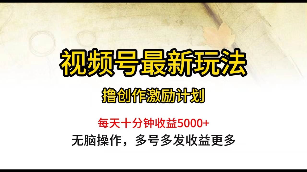 视频号最新玩法，每日一小时月入5000+-金创谷