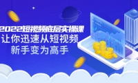 2022短视频底层实操课:让你迅速从短视频新手变为高手(价值7980元)-金创谷
