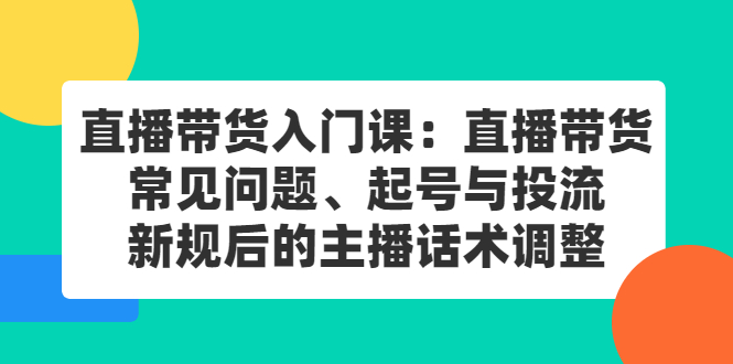 直播带货入门课：直播带货常见问题、起号与投流、新规后的主播话术调整-金创谷
