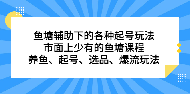 鱼塘辅助下的各种起号玩法，市面上少有的鱼塘课程，养鱼、起号、选品、爆流玩法-金创谷