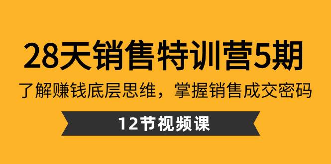 28天·销售特训营5期：了解赚钱底层思维，掌握销售成交密码（12节课）-金创谷