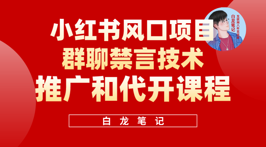 小红书风口项目日入300+，小红书群聊禁言技术代开项目，适合新手操作-金创谷