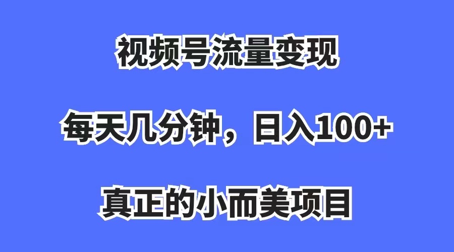 视频号流量变现，每天几分钟，收入100+，真正的小而美项目-金创谷