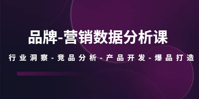 品牌-营销数据分析课，行业洞察-竞品分析-产品开发-爆品打造-金创谷