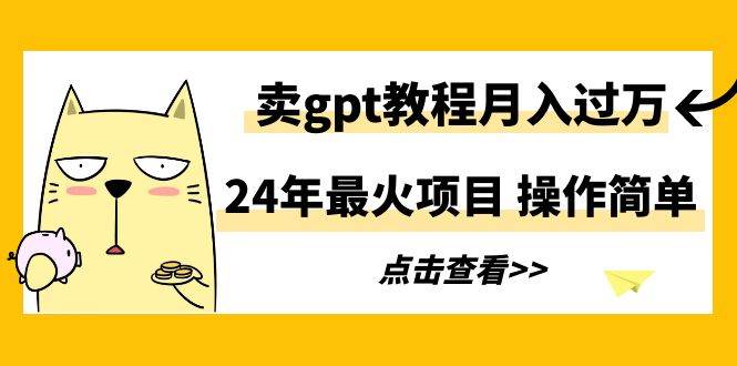 24年最火项目，卖gpt教程月入过万，操作简单-金创谷