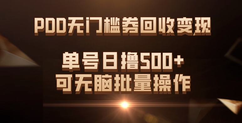 PDD无门槛券回收变现，单号日撸500+，可无脑-金创谷