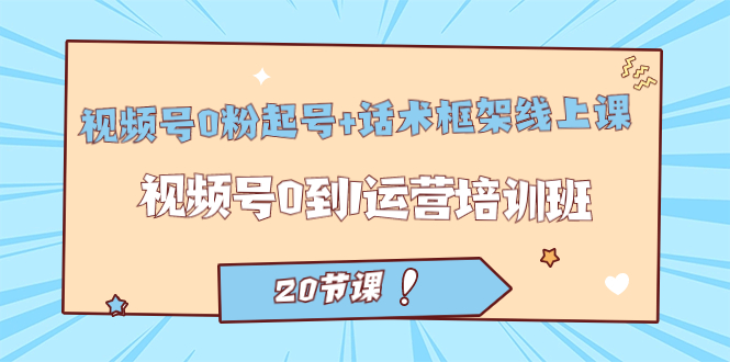 视频号·0粉起号+话术框架线上课：视频号0到1运营培训班（20节课）-金创谷