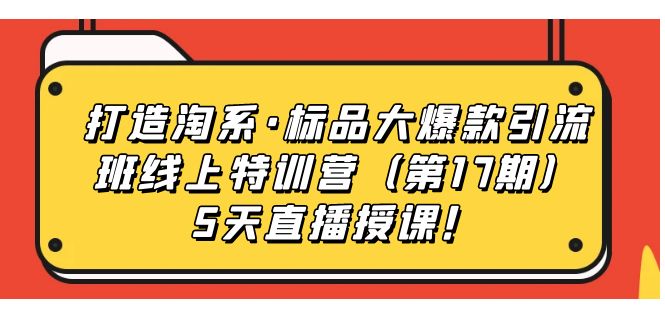 打造淘系·标品大爆款引流班线上特训营5天直播授课！-金创谷