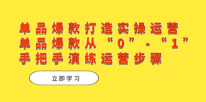 单品爆款打造实操运营，单品爆款从“0”-“1”手把手演练运营步骤-金创谷