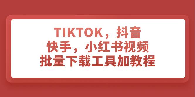 TIKTOK，抖音，快手，小红书视频批量下载工具加教程-金创谷
