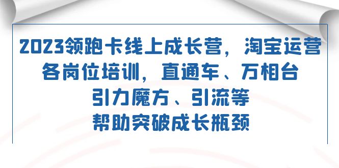 2023领跑·卡 线上成长营 淘宝运营各岗位培训 直通车 万相台 引力魔方 引流-金创谷