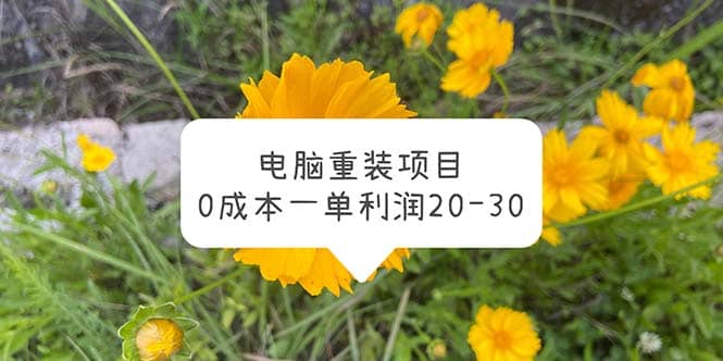 电脑系统重装项目，0成本一单利润20-30-金创谷