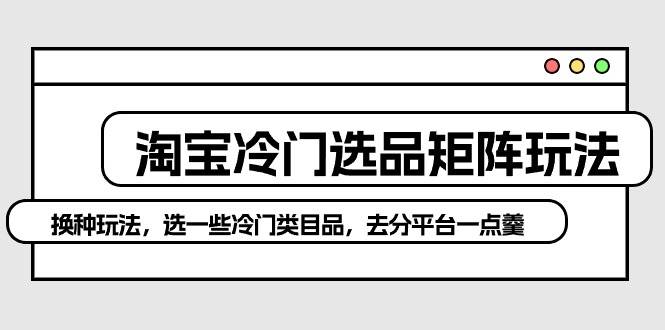 淘宝冷门选品矩阵玩法：换种玩法，选一些冷门类目品，去分平台一点羹-金创谷