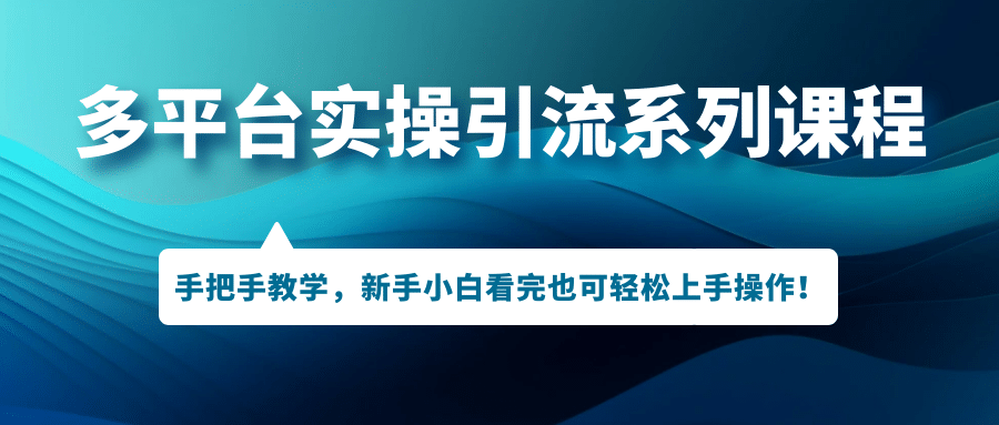 多平台实操引流系列课程，手把手教学，新手小白看完也可轻松上手引流操作-金创谷