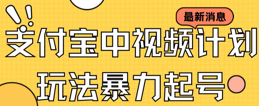 支付宝中视频玩法暴力起号影视起号有播放即可获得收益（带素材）-金创谷