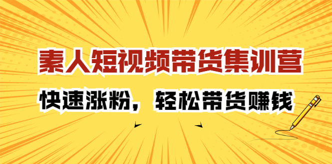 素人短视频带货集训营：快速涨粉，轻松带货赚钱-金创谷