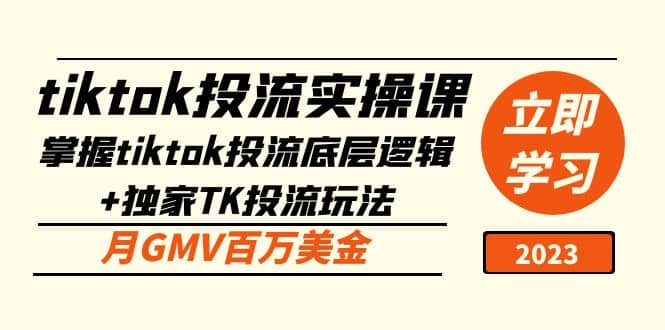 tiktok投流实操课：掌握tiktok投流底层逻辑+独家TK投流玩法-金创谷
