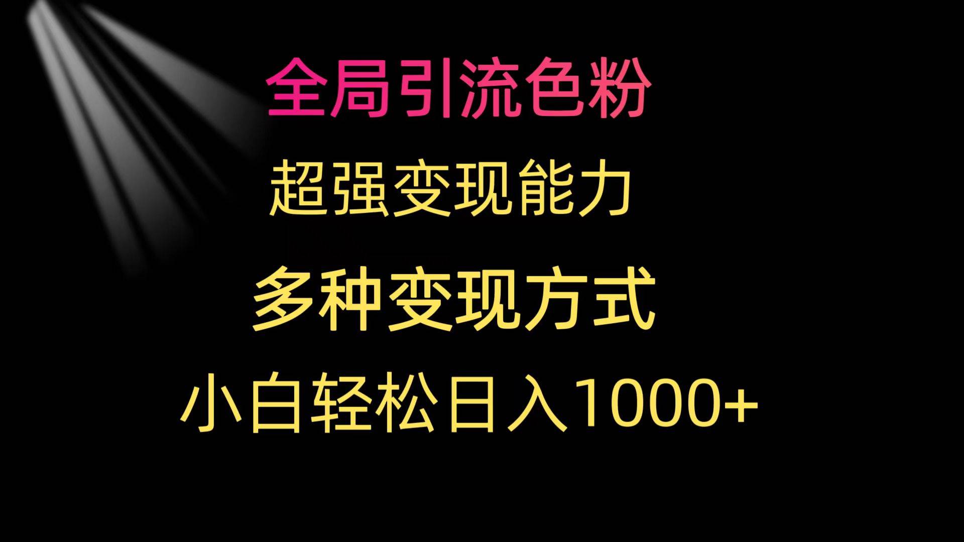 全局引流色粉 超强变现能力 多种变现方式 小白轻松日入1000+-金创谷