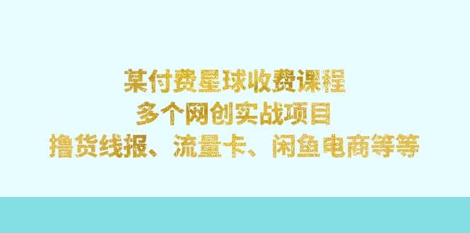 某付费星球课程：多个网创实战项目，撸货线报、流量卡、闲鱼电商等等-金创谷