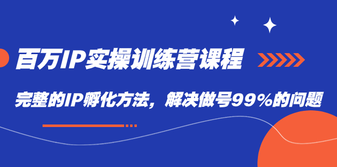 百万IP实战训练营课程，完整的IP孵化方法，解决做号99%的问题-金创谷