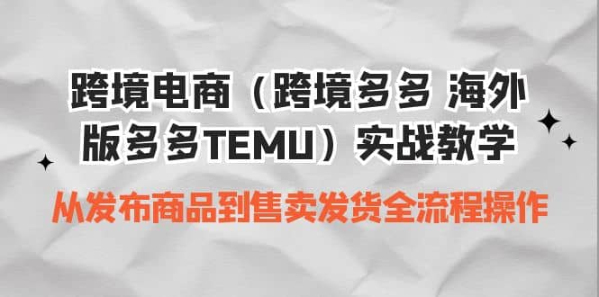 跨境电商（跨境多多 海外版多多TEMU）实操教学 从发布商品到售卖发货全流程-金创谷