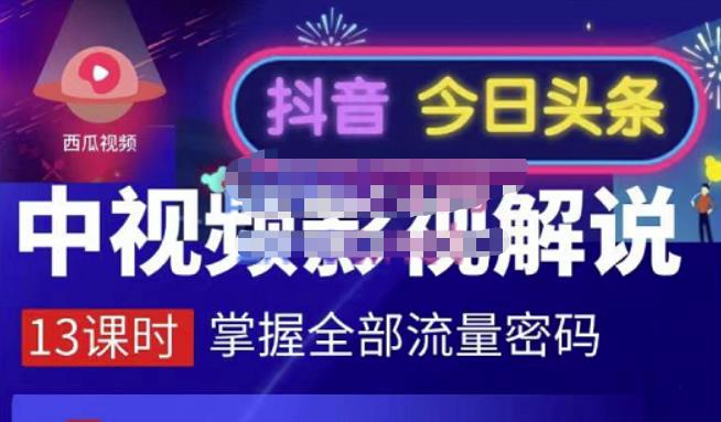 嚴如意·中视频影视解说—掌握流量密码，自媒体运营创收，批量运营账号-金创谷