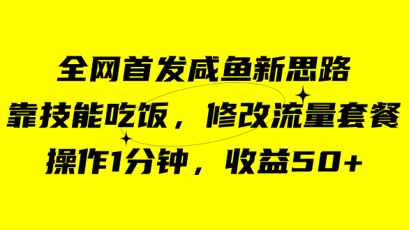 咸鱼冷门新玩法，靠“技能吃饭”，修改流量套餐，操作1分钟，收益50+-金创谷