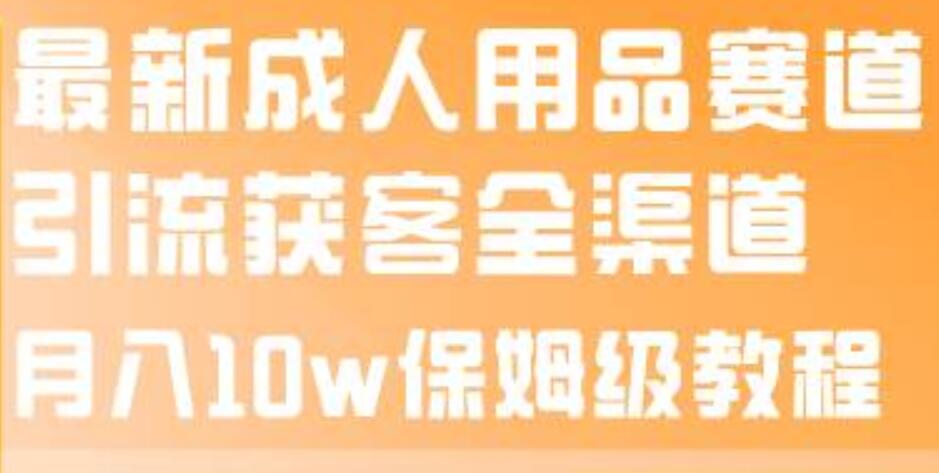最新成人用品赛道引流获客全渠道，月入10w保姆级教程-金创谷