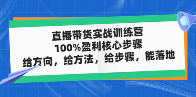 直播带货实战训练营：100%盈利核心步骤，给方向，给方法，给步骤，能落地-金创谷