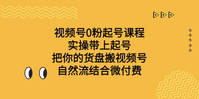视频号0粉起号课程 实操带上起号 把你的货盘搬视频号 自然流结合微付费-金创谷