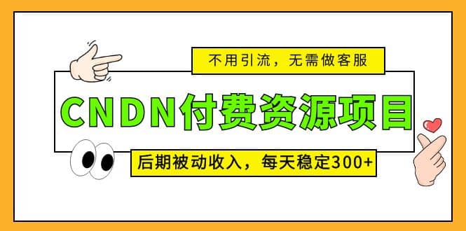 CNDN付费资源项目，不用引流，无需做客服，后期被动收入-金创谷