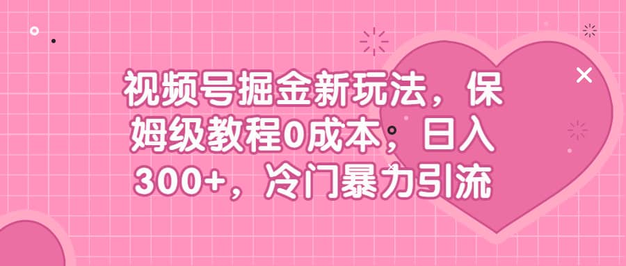 视频号掘金新玩法，保姆级教程0成本，日入300+，冷门暴力引流-金创谷
