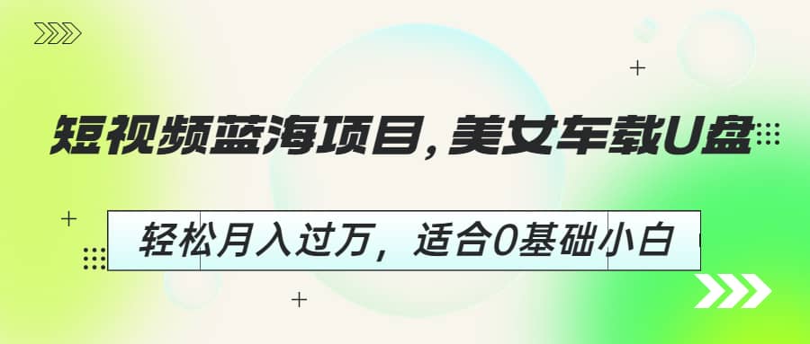 短视频蓝海项目，美女车载U盘，轻松月入过万，适合0基础小白-金创谷