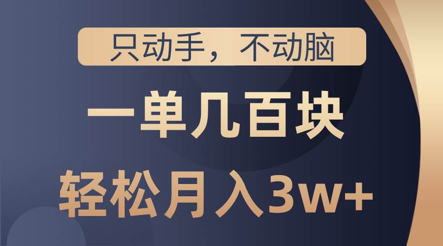 只动手不动脑，一单几百块，轻松月入3w+，看完就能直接操作，详细教程-金创谷