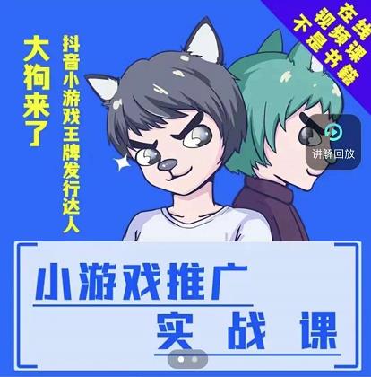 大狗来了：小游戏推广实战课，带你搭建一个游戏推广变现账号-金创谷