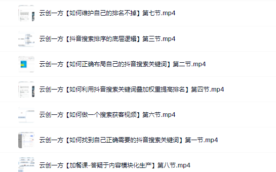 云创一方2022抖音SEO系列课程，教你如何快速上抖音搜索排名第一-金创谷