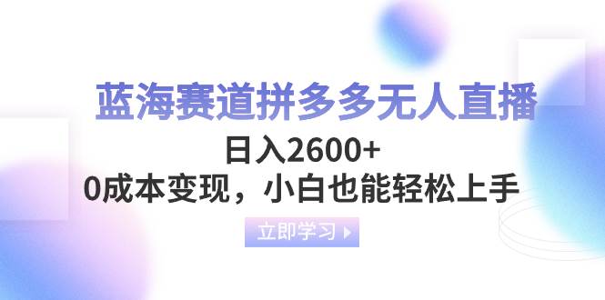 蓝海赛道拼多多无人直播，日入2600+，0成本变现，小白也能轻松上手-金创谷