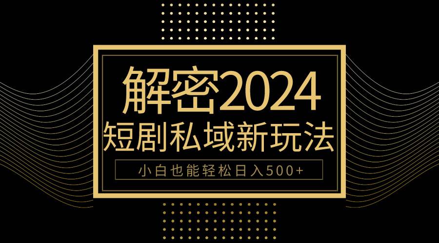 10分钟教会你2024玩转短剧私域变现，小白也能轻松日入500+-金创谷