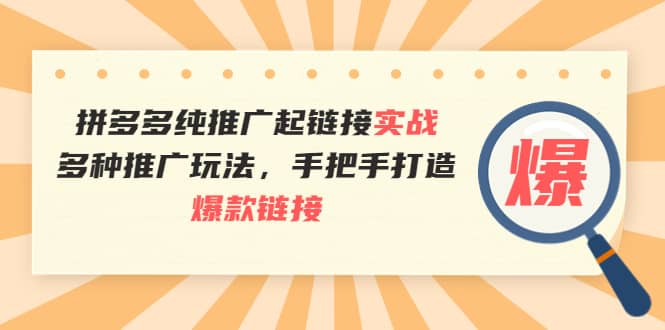 拼多多纯推广起链接实战：多种推广玩法，手把手打造爆款链接-金创谷