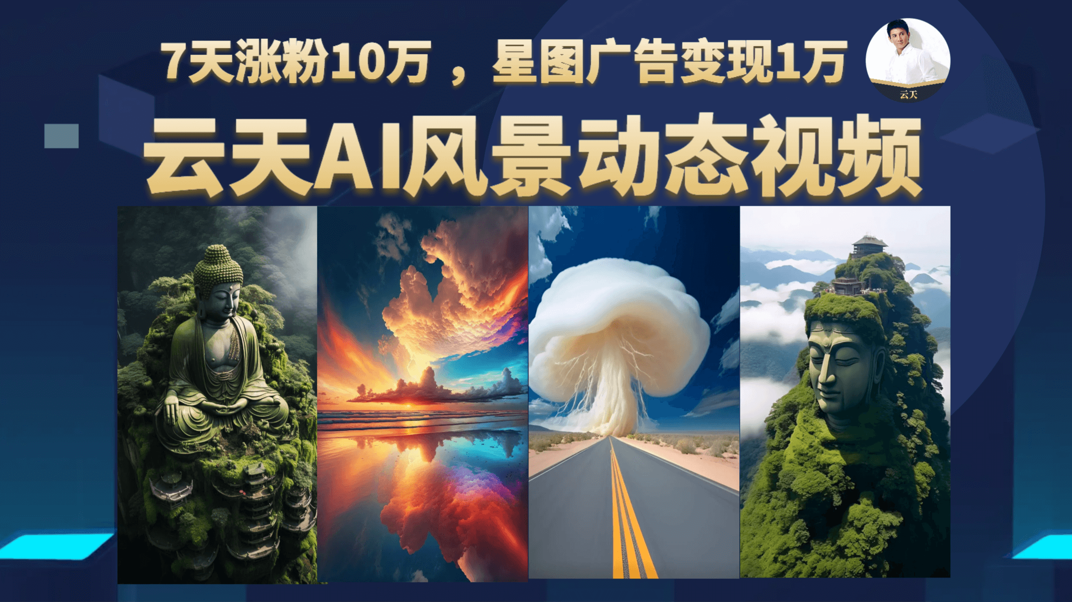 云天AI风景动图视频制作，7天涨粉10万 ，星图广告变现1万-金创谷