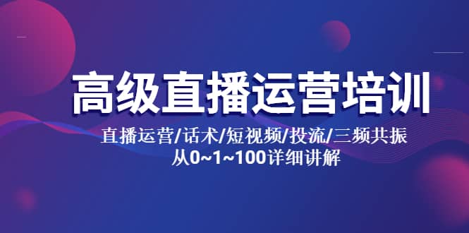 高级直播运营培训 直播运营/话术/短视频/投流/三频共振 从0~1~100详细讲解-金创谷