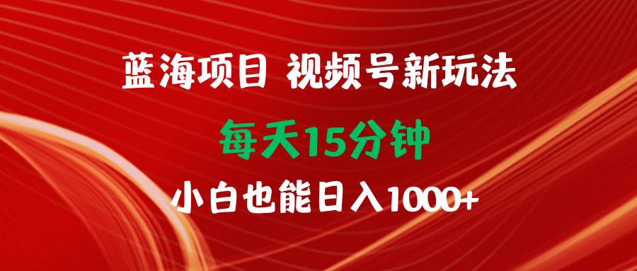 蓝海项目视频号新玩法 每天15分钟 小白也能日入1000+-金创谷