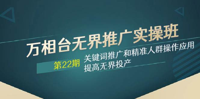 万相台无界推广实操班【22期】关键词推广和精准人群操作应用，提高无界投产-金创谷