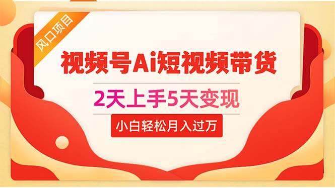 2天上手5天变现视频号Ai短视频带货0粉丝0基础小白轻松月入过万-金创谷