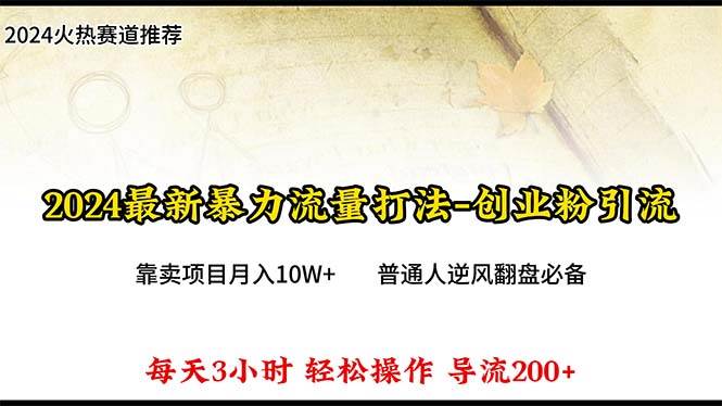 2024年最新暴力流量打法，每日导入300+，靠卖项目月入10W+-金创谷