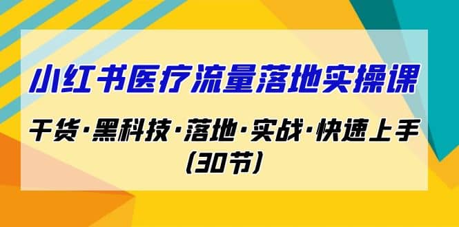 小红书·医疗流量落地实操课，干货·黑科技·落地·实战·快速上手（30节）-金创谷