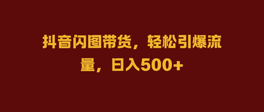 抖音闪图带货，轻松引爆流量，日入500+-金创谷