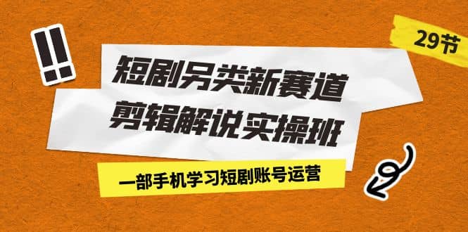 短剧另类新赛道剪辑解说实操班：一部手机学习短剧账号运营（29节 价值500）-金创谷