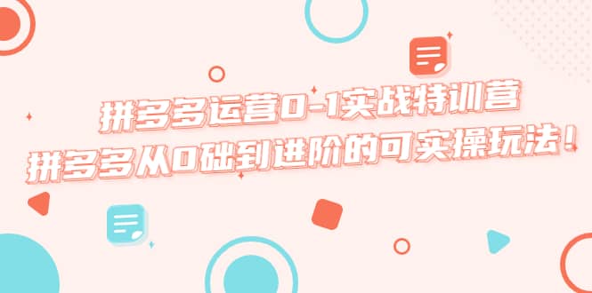 拼多多运营0-1实战特训营，拼多多从0础到进阶的可实操玩法-金创谷