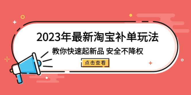 2023年最新淘宝补单玩法，教你快速起·新品，安全·不降权（18课时）-金创谷